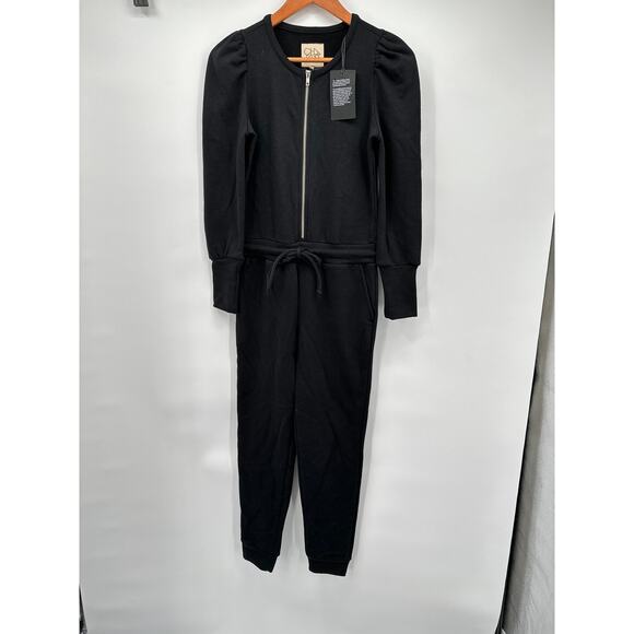 CHASER x EVEREVE NWT Puff Sleeve Zipper Front Jumpsuit in Black // XS - Picture 5 of 15